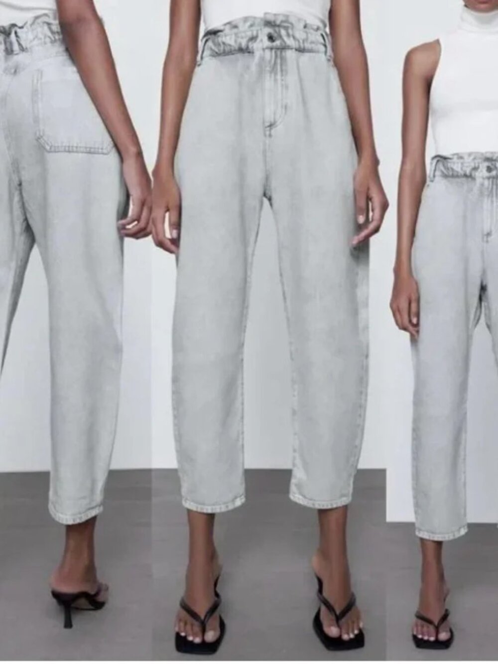 Zara Baggy Paper-bag Jeans Size 10 - Picture 3 of 13